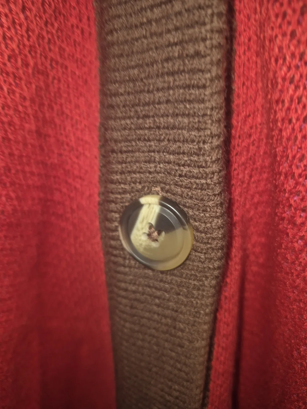 New York & Company Colorblock Button-Front Cardigan - Red, Purple & Brown